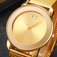Нарученные минималистские ультратонкие часы для мужчин роскошные стальные сетчатые сетки Женские часы женского повседневного кварца-наручных часов Gold Reloj Hombre 202