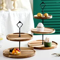 Dishes & Plates 2/3 Tier Cake Stand Wood Cupcake Dessert Sushi Fruit Plate Wedding Birthday Display Snack Tray Presentoir A GateauDishes
