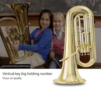Baritones Tubas Lacquer Gold Three-Key Big Holding Number Exam Professional Professional, играющий на большой музыкальный инструмент