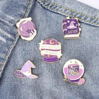 square witch purple color Enamel Brooches Pin for Women Fashion Dress Coat Shirt Demin Metal Funny Brooch Pins Badges Promotion Gift 2021 New Design