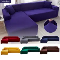 Cubiertas de silla Elástica morada de color sólido cubierta de sofá para muebles de sala de estar tapicería l forma 1 2 3 plazas protección de sofá callaña