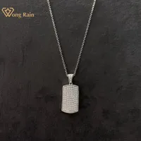 Wong Rain Hip Hop 925 Chain Sterling Silver Created Moissanite Diamonds Gemstone Pendant Necklace Engagement Fine Jewelry Wholesal315Z