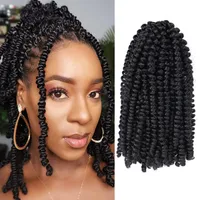 8 Inch Spring Twist Hair Fluffy Bomb Crochet Braiding Ombre Color Bouncy Passion Afro Curl Braids 220402