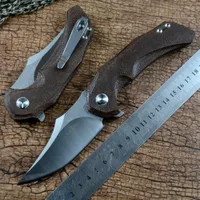 TWOSUN Folding Knife Ball Bearing 14C28N Stonewash Blade Outdoor Camping Hunting Pocket EDC Tools Linen Handle Fast Open TS227