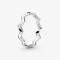Neue Marke 100% 925 Sterling Silber schimmernden Zickzackring für Frauen Hochzeitsringe Modeschmuckzubehör Accessoires