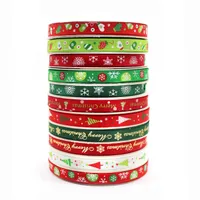 3/8 "10 mm New Christmas Decoration Ribbon Grosgrain Cintas de artesanía Suministros para DIY Cosering Needlewok Party Gift