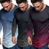 Camisetas para hombres Elegantes Color de gradiente Men Pulever Masino Stretido Stranos Camiseta de manga larga Decisión