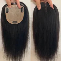 12x13cm slik taban üst insan saç topper kadınlar için toupee doğal siyah renk klip% 120 yoğunluk262x