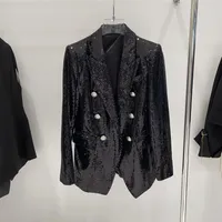 Luxurious Black Blazer Blingbling Sequins Double Buttons Women's Suits&Blazers Designer Long Sleeves Jackets 826052461