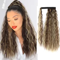 Synthetic Long Curly Ponytail Wrap Around Ponytail Clip in Hair Extensions Natural Hairpiece Headwear Hairs