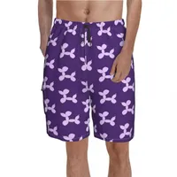 Herr shorts ballong hundbräda lavendel tecknad hundar klassiska strand korta byxor man tryck plus storlek badstammar gåva