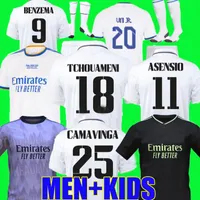 2023 Benzema Vini Jr Finalleri Futbol Formaları Tchouameni 18 22 23 Şampiyonlar 14 Asensio Alaba Futbol Gömlek Real Madrids Kroos Modric Camiseta Erkek Çocuk Kit 2022 Üniformalar