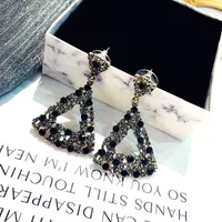 Leghielier taggerente Orecchini a goccia di cristallo nero vintage per donne Triangle Earring Dichiarazione di gioielli da sposa GiftsDangle