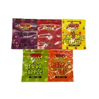 Faded fruits packaging bags sativa 500 mg package gummies california gummy candy sour apple pineapple grope mylar plastic bag window on the back