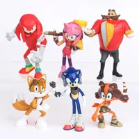 6pcs Sega Sonic Hedgehog Sonic Boom Amy Tails Knuckles Dr. Eggman Doll Pvc Action Figür Figürin Oyun Toy Kek Topper Kid229Q