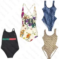 Klassieke vrouw uit één stuk zwemkleding Designer Swimpak Bloems Summer Beach Badende pakken voor vrouwelijke bikini's Backless merkkleding