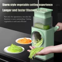 Vegetable Cutting Artifact Hand Shredding Slicer 4 In 1 Circular Cutter Rotary Grater Masher Drum Vegetable Cutter Kitchen Tool 220516