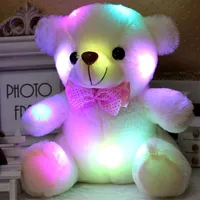 Ny ankomst 20 cm stor lysande nallebjörn docka björn kramfärgad blixtljus led plysch leksak födelsedag julklapp210e