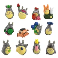 12pcs/komşum totoro figür hediyeler bebek reçine minyatür figürin oyuncaklar pvc plactic japon sevimli anime212d