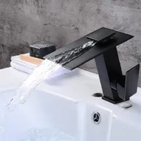 Holo Musen üst düzey tek kollu soğuk su karışıcı musluk havzası lavabo şelale siyah banyo musluk256k
