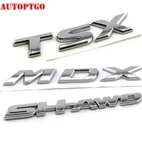 Silver Car Rear Trunk 3D Letter MDX TSX SH-AWD Emblem Logo Badge Decal Sticker For Acura Cars210z