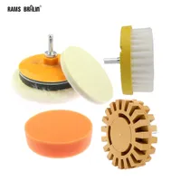 7 in 1 Drill Clean Sticker Removal Waxing Polishing Pad Wheel Brush Set for Car Metal Lacquer Label Scratch Removal