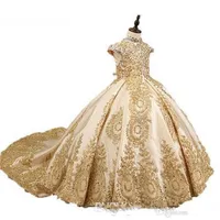 2020 Gold Glitz Ball Gown Princess Little Girls Pageant Dress Fuchsia Little Baby Camo Flower Girl Dless с Beads241d