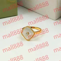 Fashion diamond designer Band ring many colours clover shell jewelry 18k plated wedding rings for women Party Anniversary engageme2553