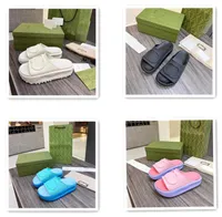 2022 Designer Femmes Slides Sandale Bom Dia Dia Mule Mule Slipper Patent Toile Sandales Sandales Soles de caoutchouc Flip Flip Flip avec boîte EU35-44