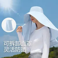 Breite Krempelnhüte Schal Sonnenschutz Frauen Big Sun Hut UPF 1000 Eimer mit Halsabdeckung Voller Schutz UV Strandhutweite weitweit weitweit