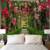 태피스트리 곡선 꽃 경로 카펫 침실 식물 벽을위한 큰 저렴한 h