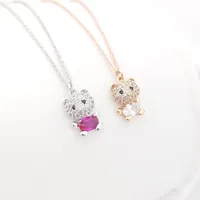 Lindo collar de gatos para mujer moda brillante P joyería para niña accesorios para fiestas de regalo 220715