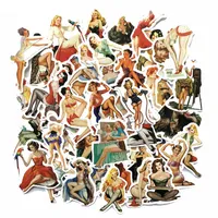 50Pcs/Lot Retro Sexy Girl beautiful Woman Lady Stickers for Laptop Skateboard Luggage Car Decals Dope Sticker311B