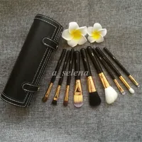 9 datorer Makeup Borstes Set Kit Travel Beauty Professional Wood Handle Foundation Lips Cosmetics Makeup Brush With Holder Cup Case
