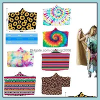Mantas para el hogar Textiles Garden Ll Manta de capucha de girasol 3d Impresión Niños Wrap Strism Sherpa Fleece Throw Dhv1i