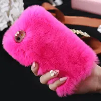 Christmas gift Cute Fur Fluffy Phone Case For iPhone X Xr Xs 11 Pro Max Luxury Diamond Back Shell For 6S 6 7 8 Plus Girl Cover287u