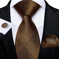Laço amarra luxuros houndstooth preto dourado cinza prata seda para homens negócios casamento masculino colar lenço de punhos do lenço de punhos do lenço