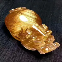 Anhänger Halsketten echte natürliche Titan -Titan -Rutilated Quarzsteinkatze Eyeffekt Lucky Wealth Pixiu 59 36 27mmPendant