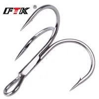 FTK Fishing Hook 1020pcs High Carbon Treble Hooks Super scharfe Festkörpergröße 30# 14# Triple Stachelstahl Fishing Bass Köderhaken 220623