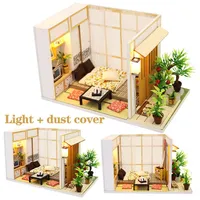 DIY Japanese Style Doll House Miniature DIY Dollhouse With Furnitures Futrue Space Wooden House 3d Miniaturas Toys for Kids Gift L235M