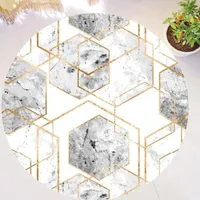 Carpets Modern Gold Glitter Marble Round Rug For Living Room Large Geometric Metallic Hexagon Floor Carpet Table Chair Mat BedroomCarpets