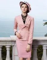 Deux pièces de robe Femmes Femmes Elegant Ol Office Lady Luxury Luxury Fashion Blazer With Belt Crayer Jupe Slim Business Forme Forme Work Wear 2 Settwo