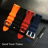 Watch Bands MERJUST 22mm 24mm 26mm Black Orange Blue Red Silicone Rubber Whatchband For Pam PAM111 Strap Bracelet With Engraving Hele22