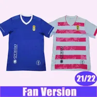 21 22 Maglie da calcio vere oviedo maschile Borja Brugman Pombo Javi Mier Borja.S Jirka C. Isaac Home Blue Away Pink Football Uniforms