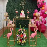 5 PCS Luxury Wedding Decoration Grand Event Stage Backdrops Square Plinth Christmas Dessert Table Decor Birthday Party Wedding Cake Stand Flower Holder