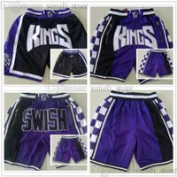2022 Sacramento''kings's'den Ретро баскетбольные шорты с карманами на молнии.