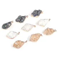 Hänghalsband naturliga sten kvarts oregelbundna form hänger kristall kluster halsband för smycken gör diy accessorie