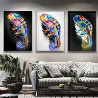 Abstract Animal Personality Color Artwork Canvas Paintings Chameleon Posters and Prints Wall Art Living Room Home Decor Cuadros