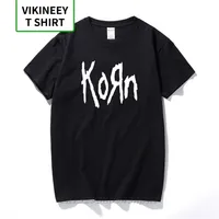 Gratis Mens T-shirts Fashion Short Sleeve Korn Rock Band Letter T Shirt Bomull High Street Tee Shirts Plus Storlek 220402