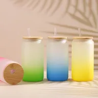 12oz16 oz Sublimation Glassone glassata bottiglia d'acqua bicchieri Shoots Jar Barda di paglia da soda con bicchiere di vetro colorato di bambù 590 d3